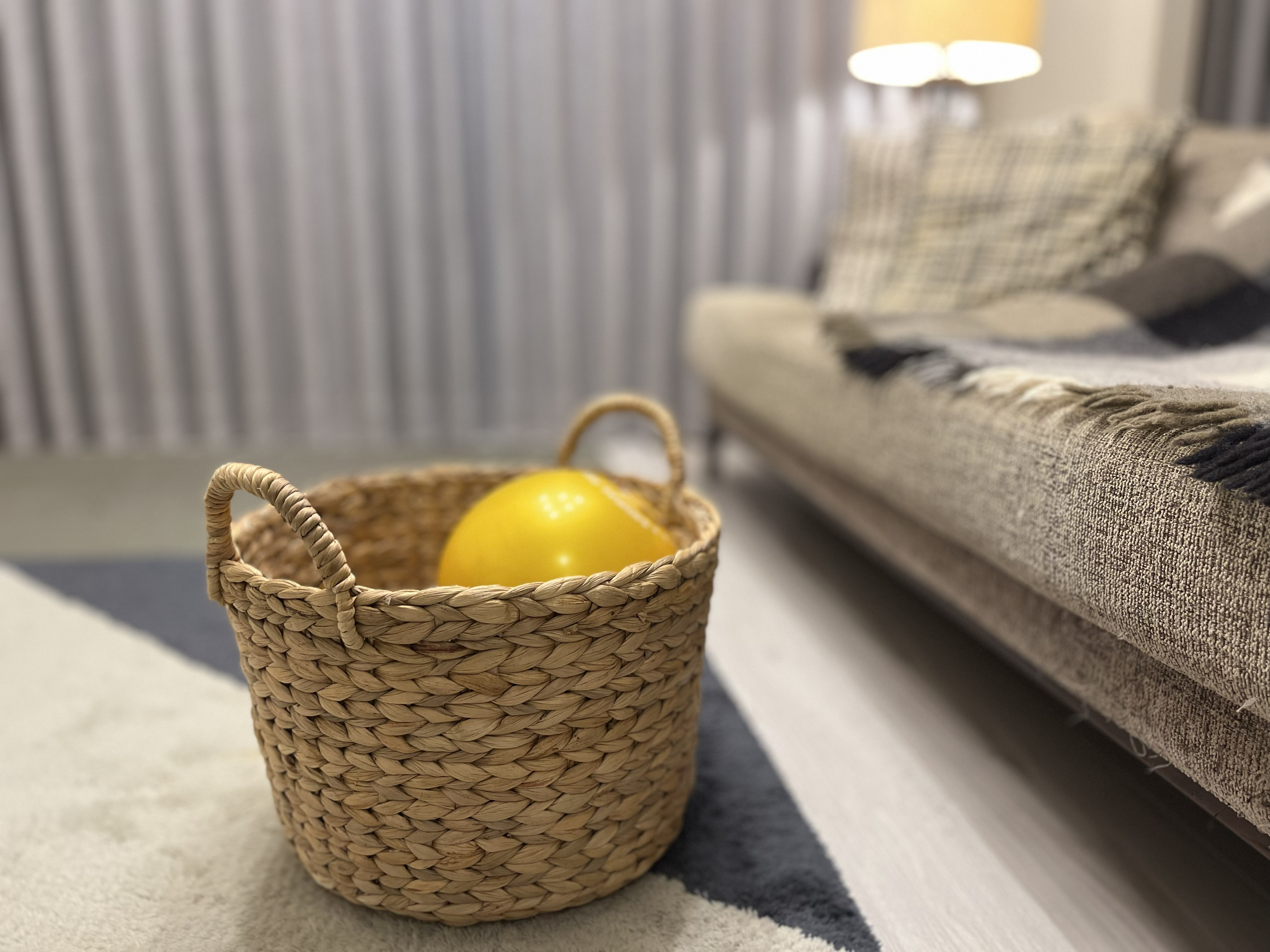 ウォーターヒヤシンス　持ち手付　ラウンド　バスケット　小